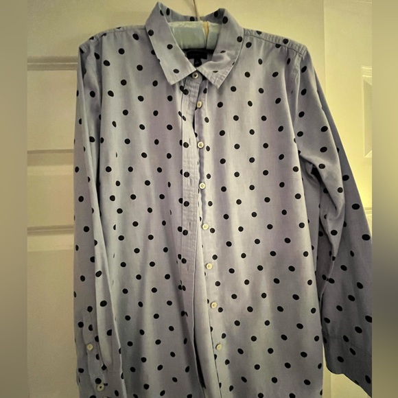 Talbots large blue polka dot shirt. - Picture 1 of 4